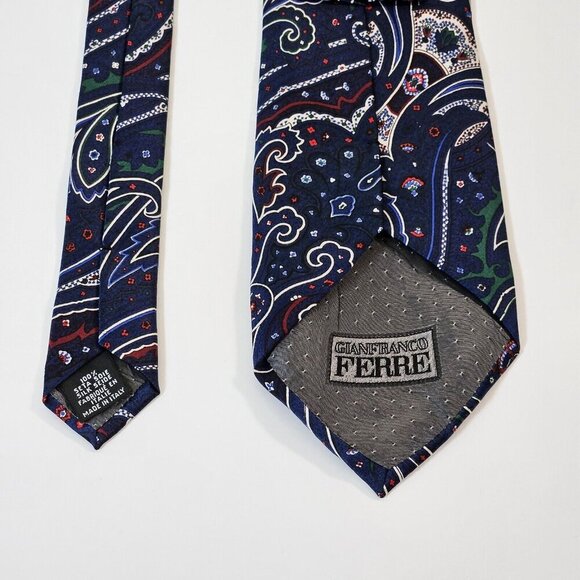 Gianfranco Ferre Tie Silk Italy Fantasy Paisley Print Party W 3.75 L 56.5 inches - Picture 5 of 11